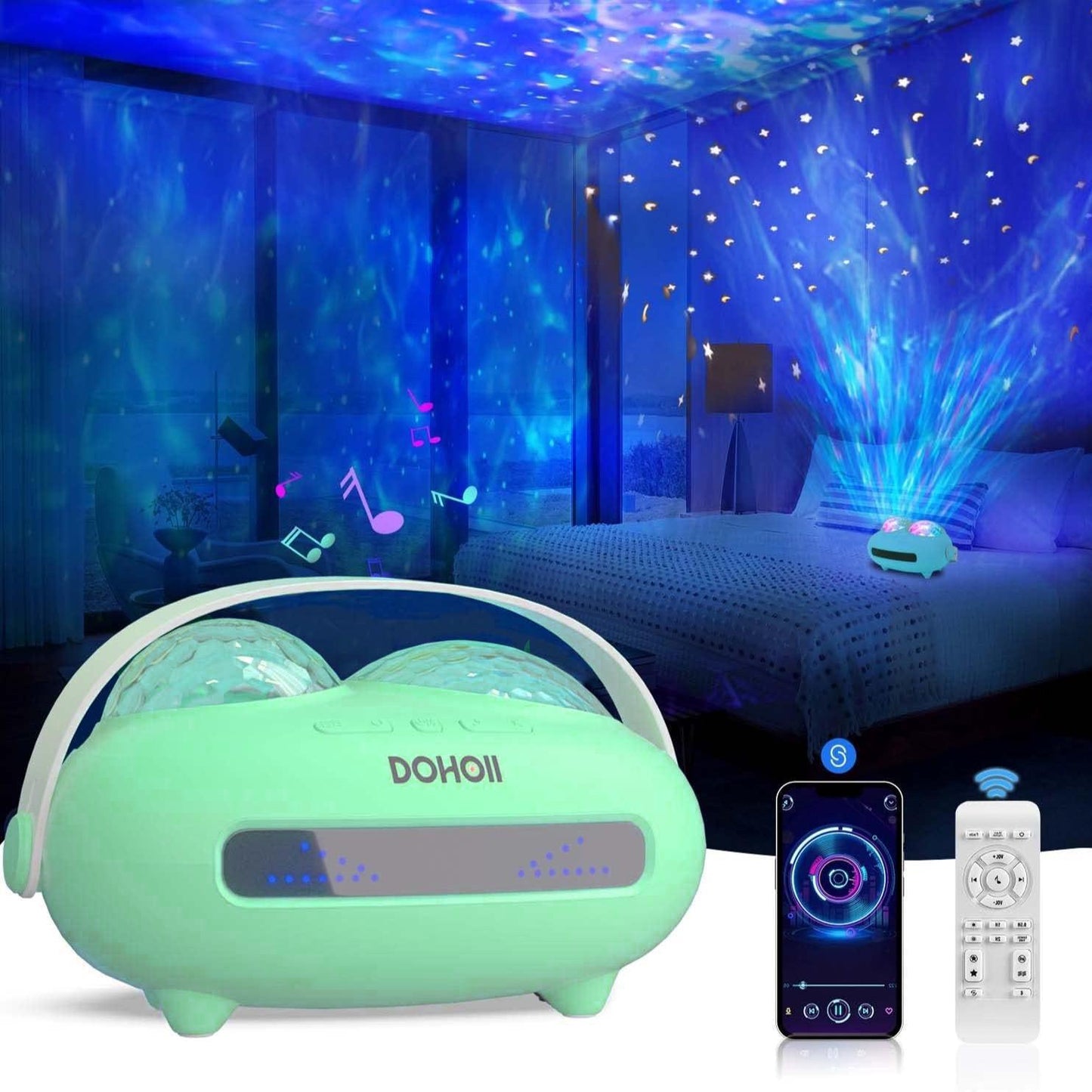 Galaxy Ocean Wave Projector – Bluetooth Speaker & White Noise Night Lamp