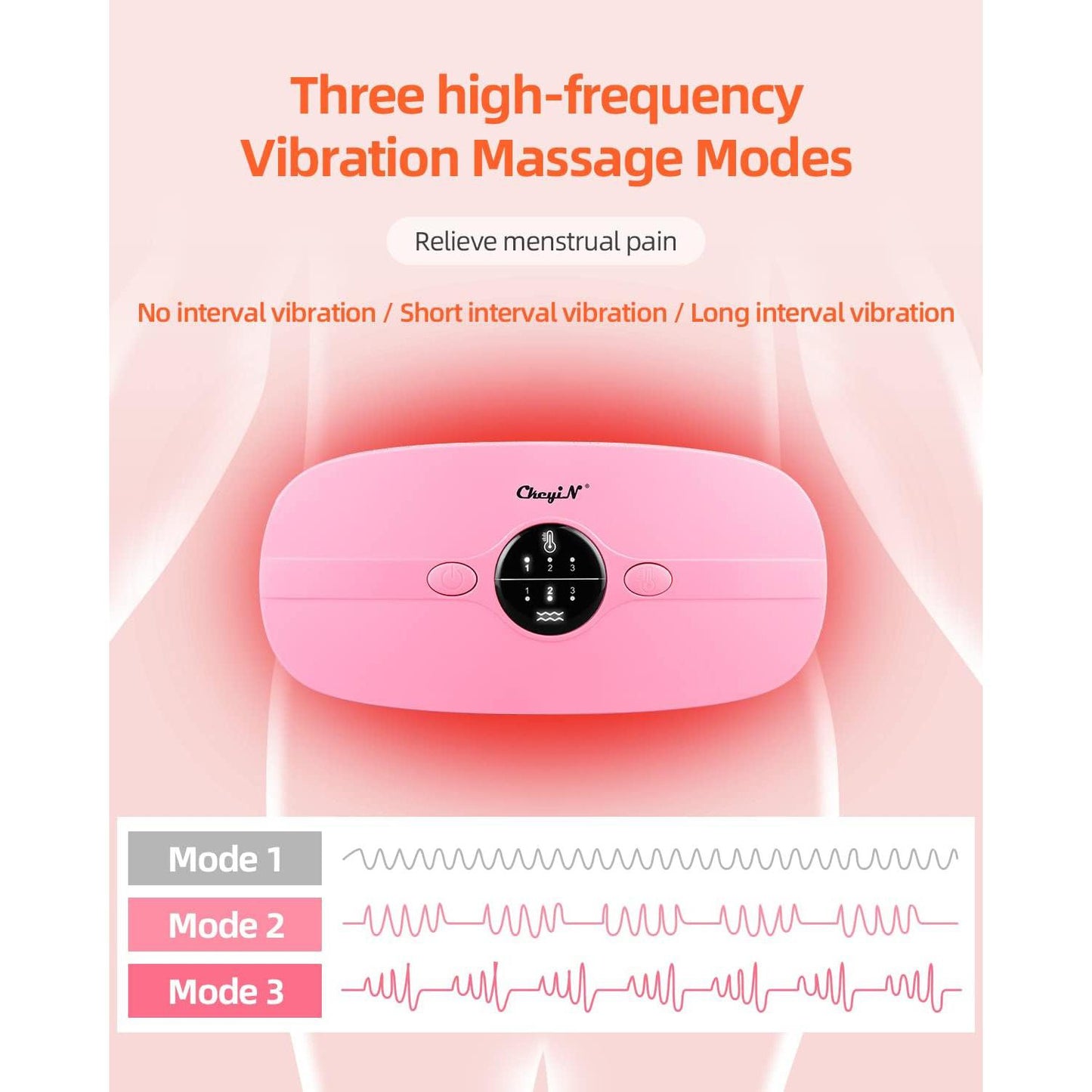 Ckeyin Portable Menstrual Heating & Massaging Belt, 3 Heat Levels, 3 Vibration Massage Modes, Fast Heating Wrap for Cramps - Best Gift for Her, Electric Waist Pad