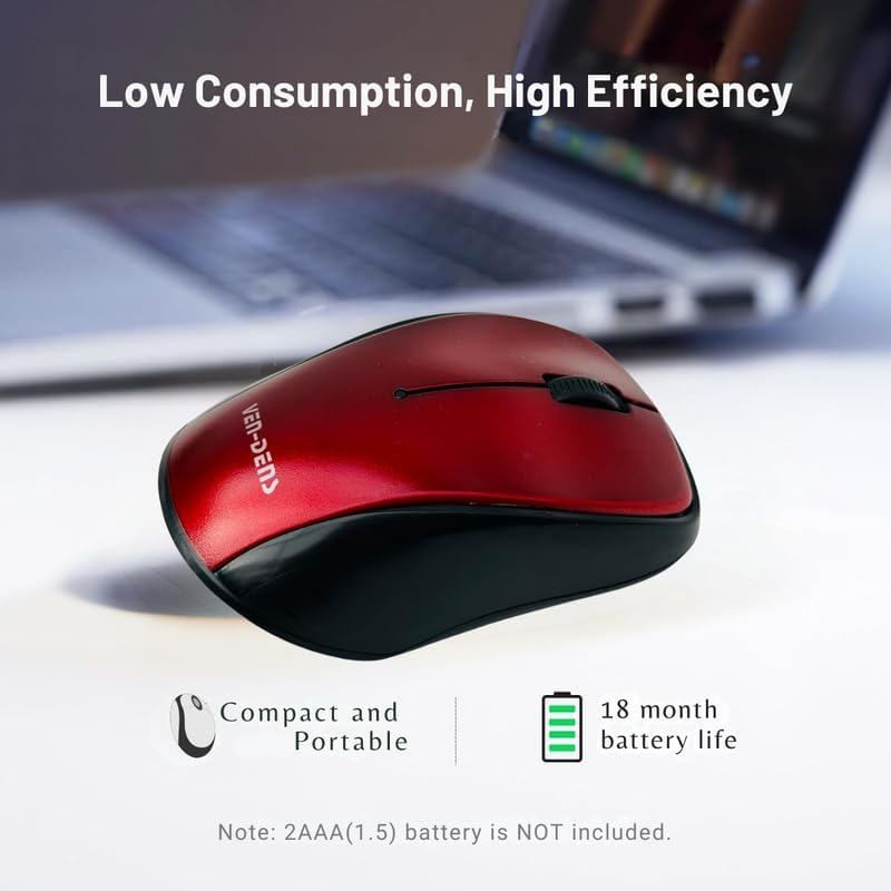 Wireless Optical Mouse – 1600 DPI, 2.4 GHz Nano Receiver