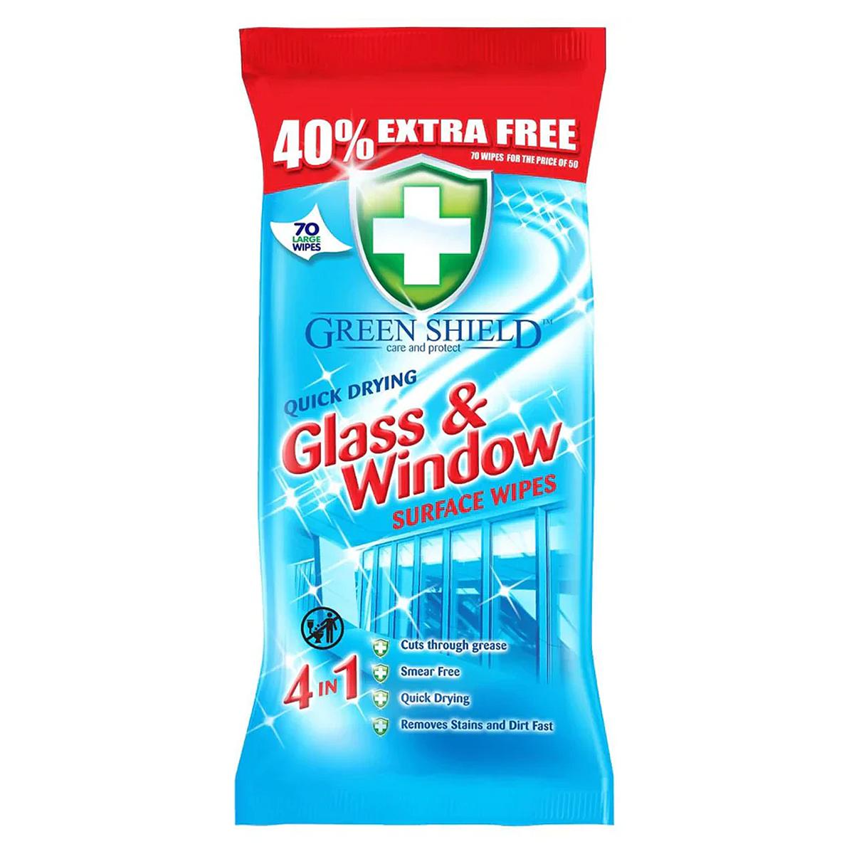 Quick Drying Glass & Window Wipes – 70 Pack, Streak-Free Surface Cleaning