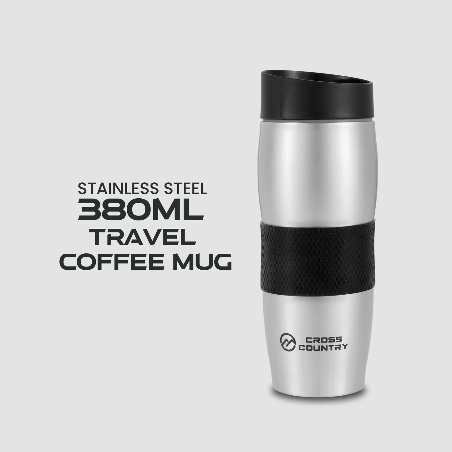 Cross Country 380ml Stainless Steel Travel Coffee Mug – Leakproof, Insulated Cup for Hot & Cold Drinks, Commuter Cup
