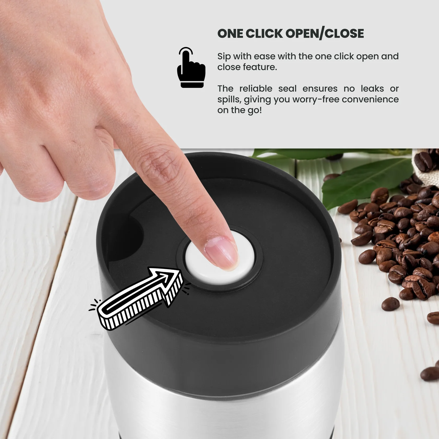 Cross Country 380ml Stainless Steel Travel Coffee Mug – Leakproof, Insulated Cup for Hot & Cold Drinks, Commuter Cup