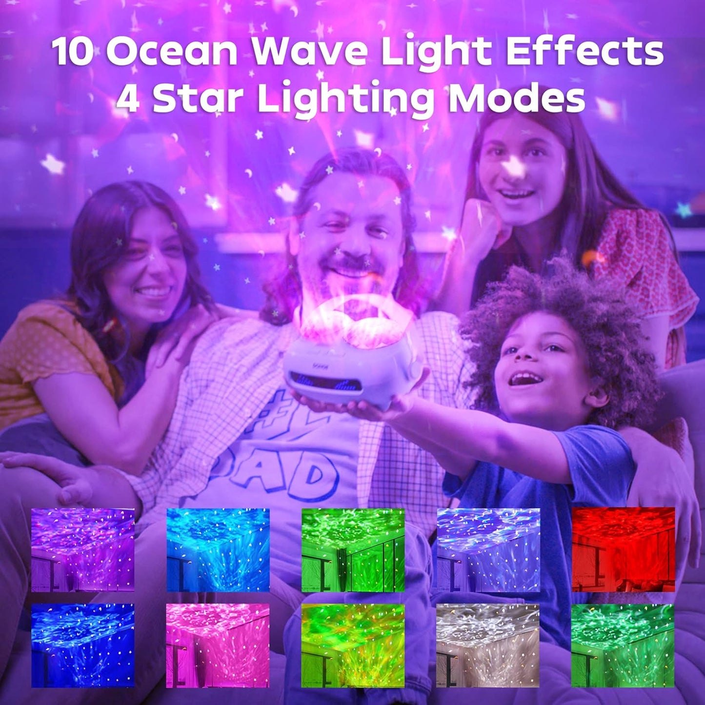 Galaxy Ocean Wave Projector – Bluetooth Speaker & White Noise Night Lamp