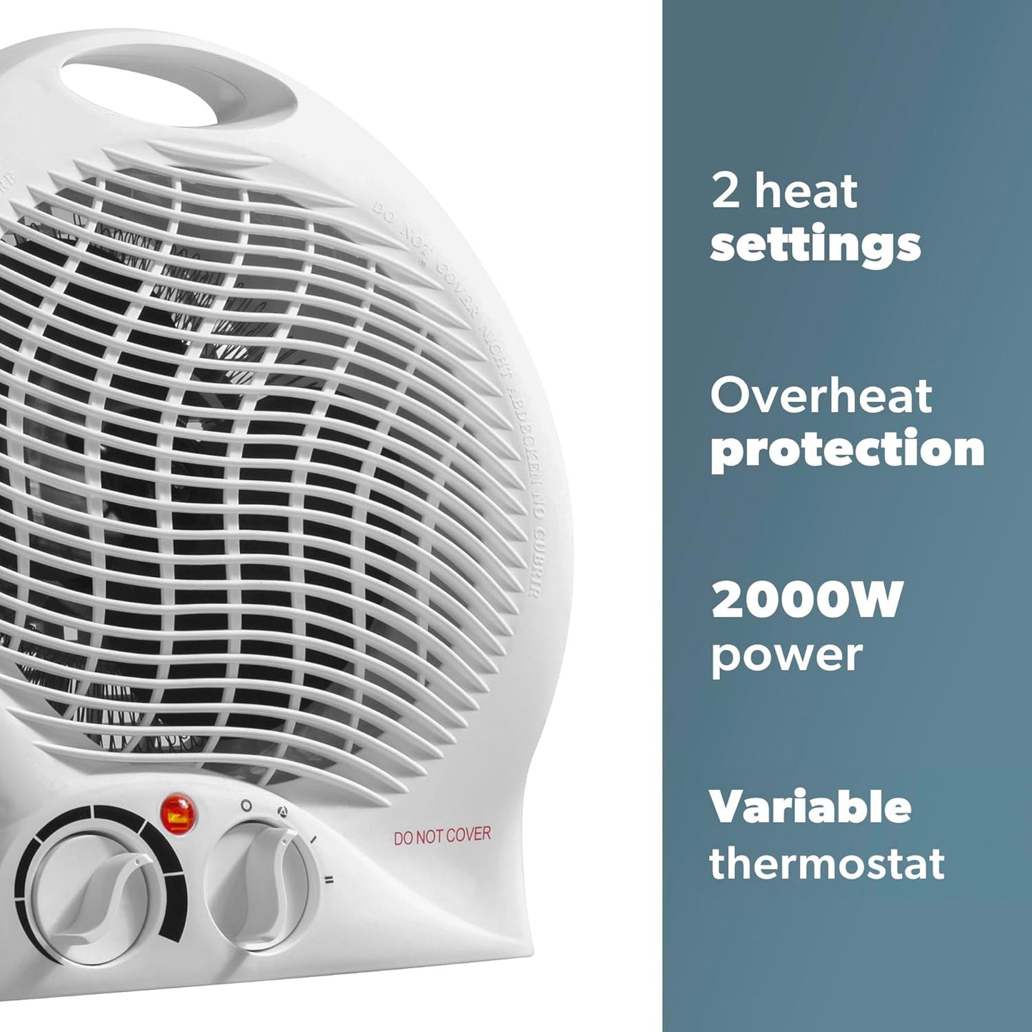 2000W Upright Fan Heater – 2 Heat Settings, Cool Fan Mode & Thermostat