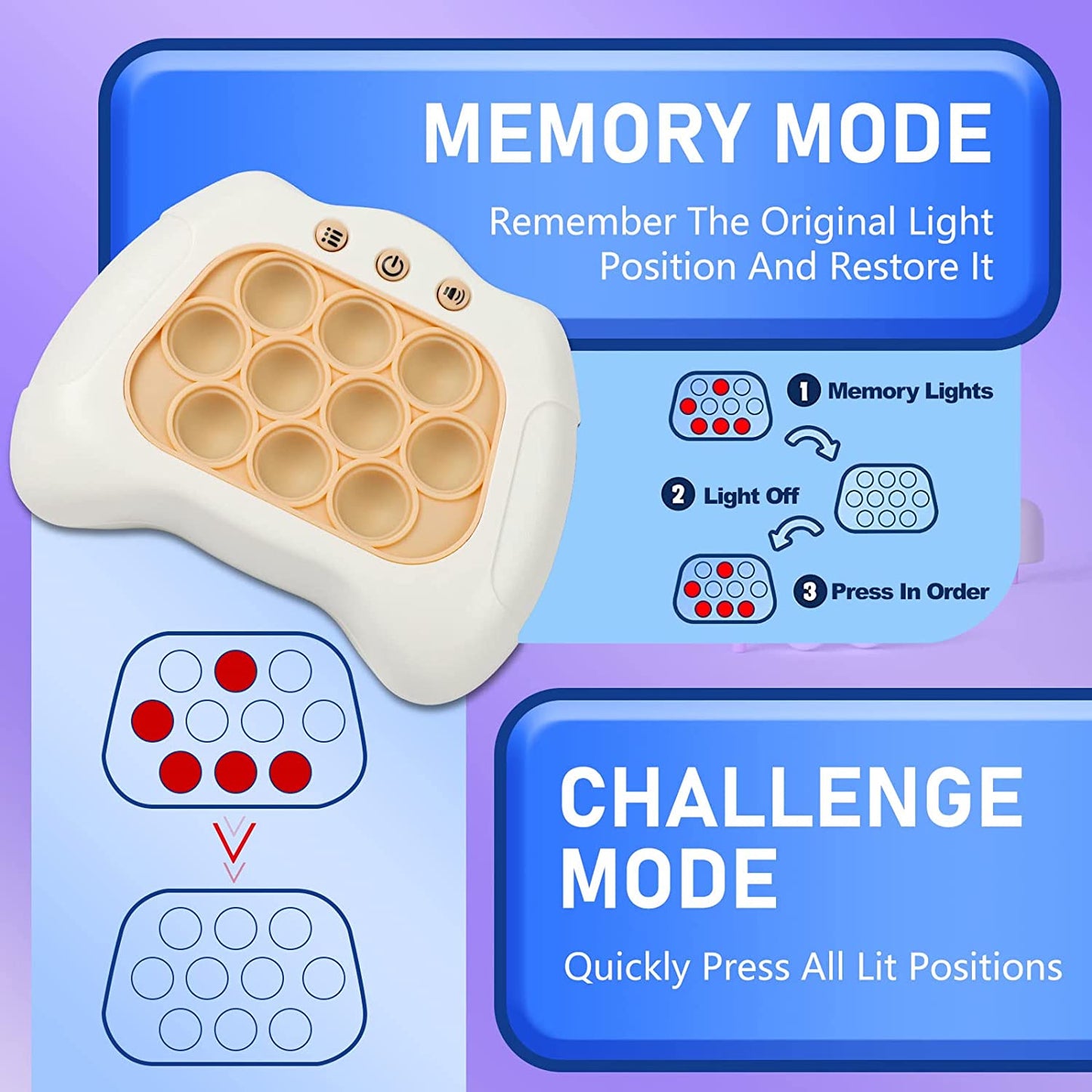 Quick-Push Pop Game Controller – Reflex Speed Puzzle with Light and Sound
