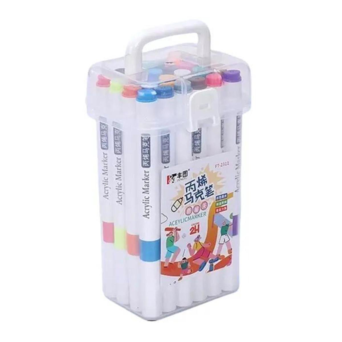 24 Colour Water Based Ink Acrylic Paint Brush Pens Set for Painting Crafts Sketching Ideal for Artists Beginners Adults Kids Gift Ready Colouring