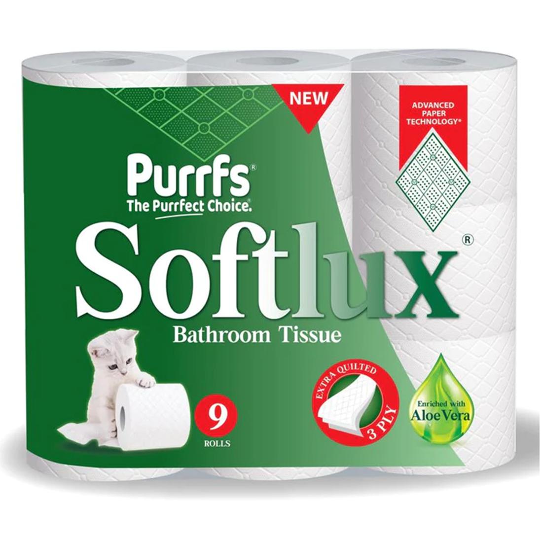 Purrfs Softlux White Toilet Paper 45 Rolls Pack of 5 x 9 Rolls 3 Ply Luxury Premium Quality Perfect Clean Soft Thick Toilet Papers for Kids Adults Wipes 45 Rolls disposable bathroom toilet paper & wipes