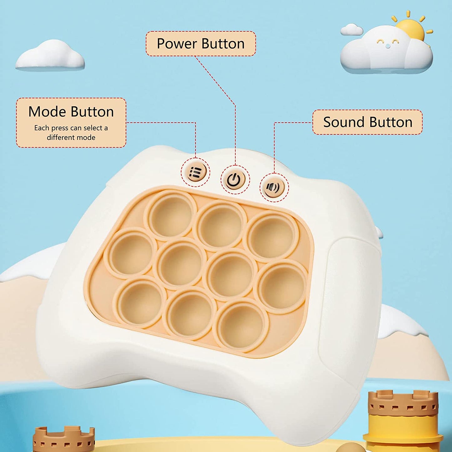 Quick-Push Pop Game Controller – Reflex Speed Puzzle with Light and Sound