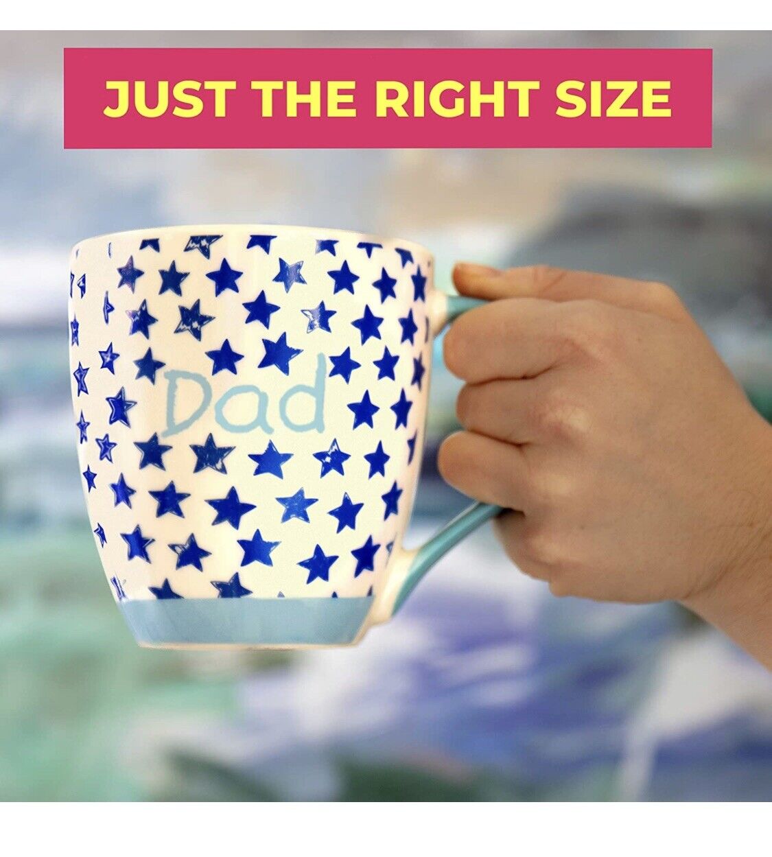 Dad Ceramic Coffee Mug – Blue Star Design with Gift Box