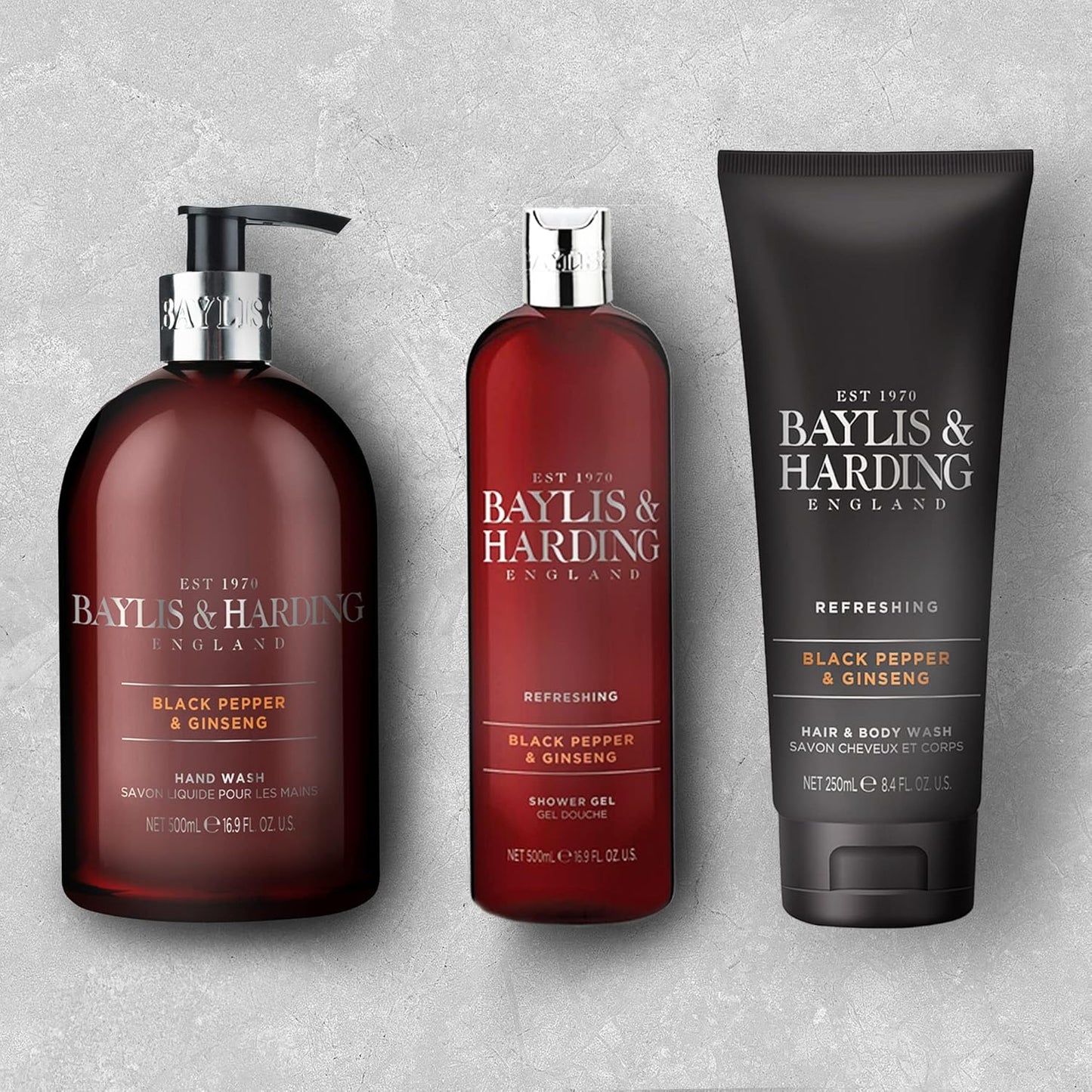 Baylis & Harding Black Pepper & Ginseng Hand Wash 500ml - Moisturizing and Gentle Cleansing