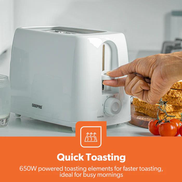 2-Slice Toaster – 650W, 6-Level Browning, Removable Crumb Tray