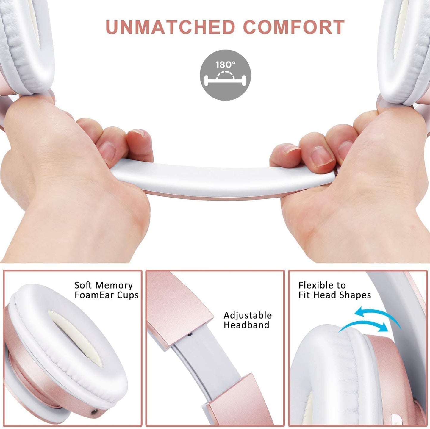 Foldable Bluetooth Headphones – Wireless & Wired, 15-Hour Playtime