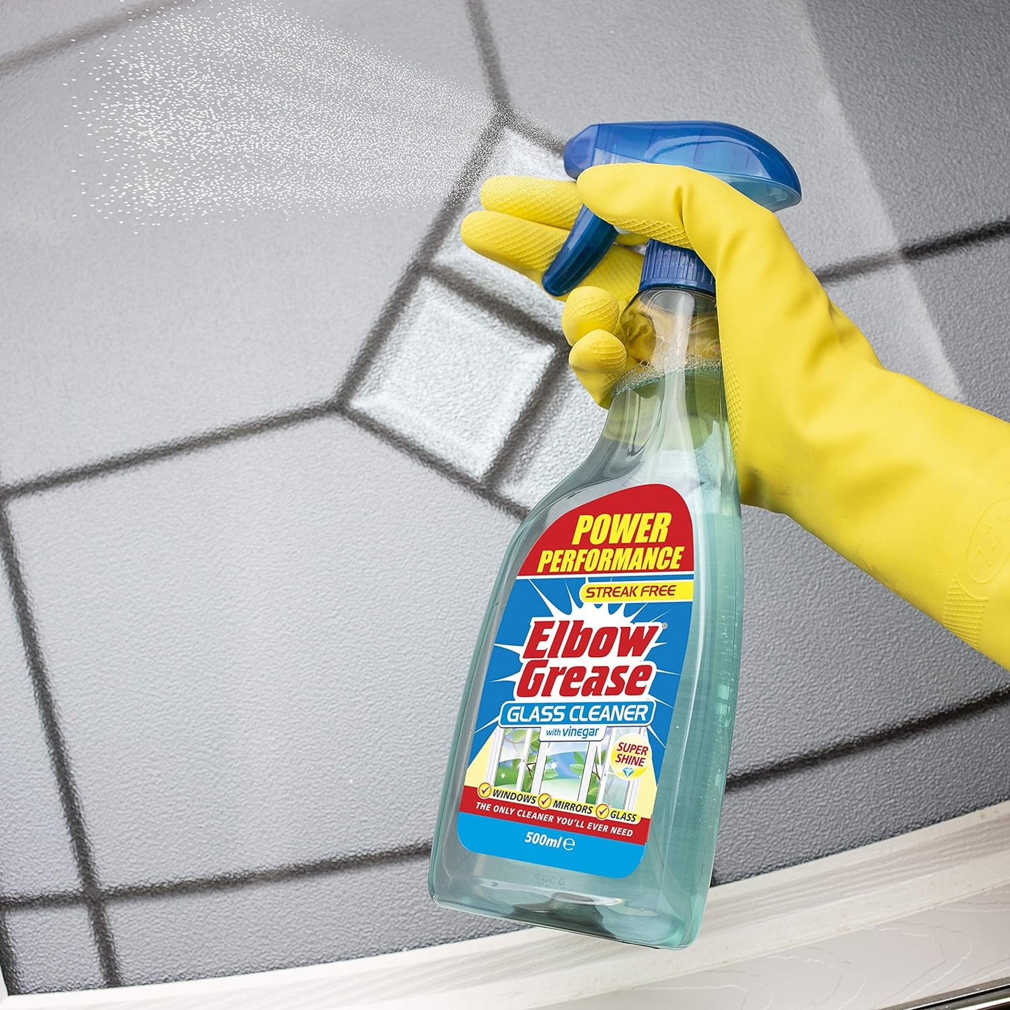Elbow Grease Glass Cleaner with Vinegar - 500 ml for Streak-Free Cleaning of Windows and Mirrors - Household