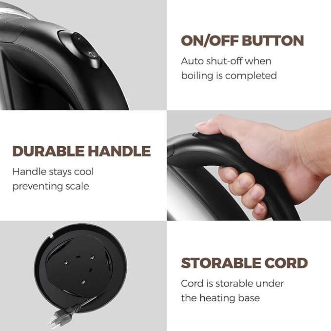 Stainless Steel Cordless Kettle - 1.8L Fast Boil, Auto Shut-Off