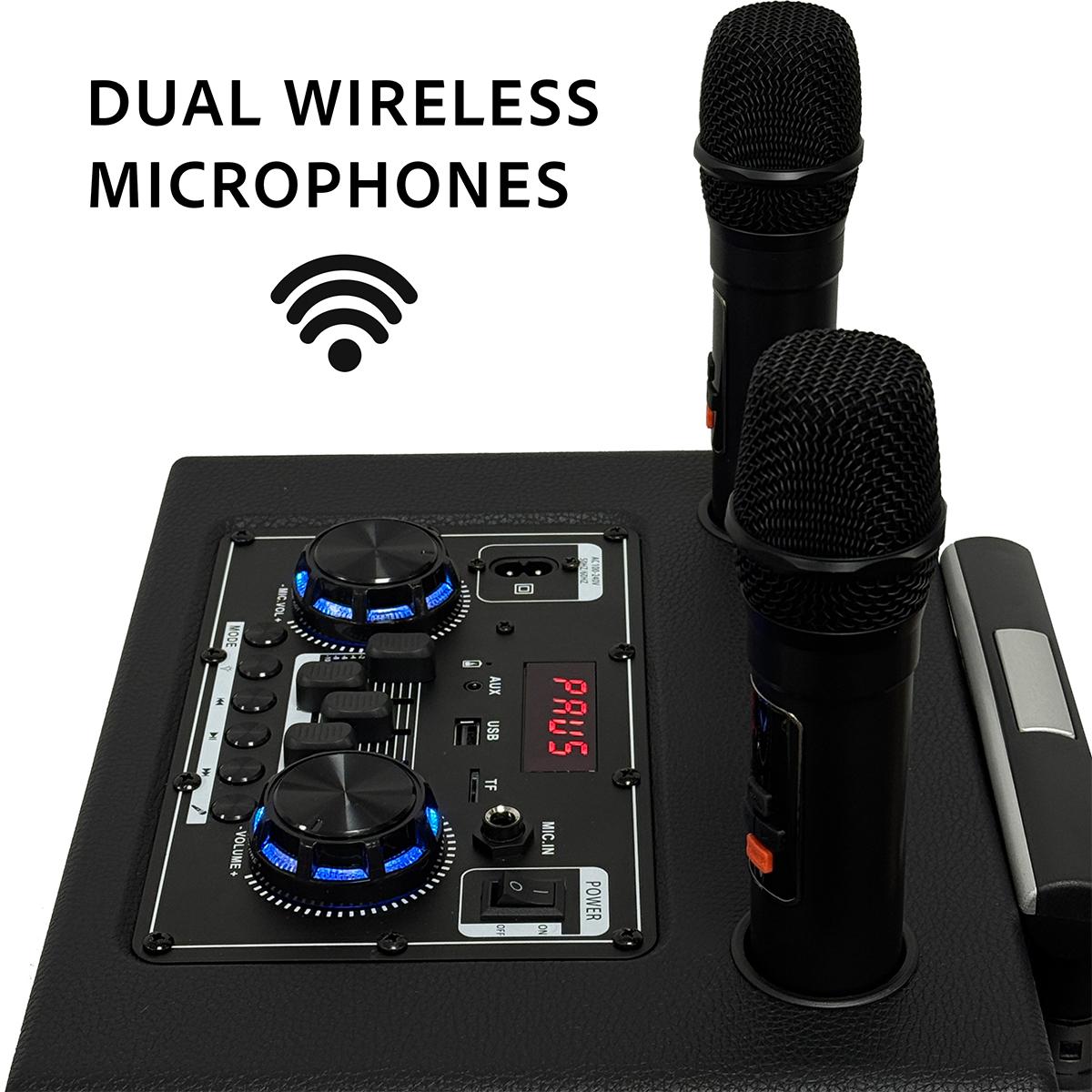 Portable Karaoke Speaker – Bluetooth, RGB Lighting & 2 Mics