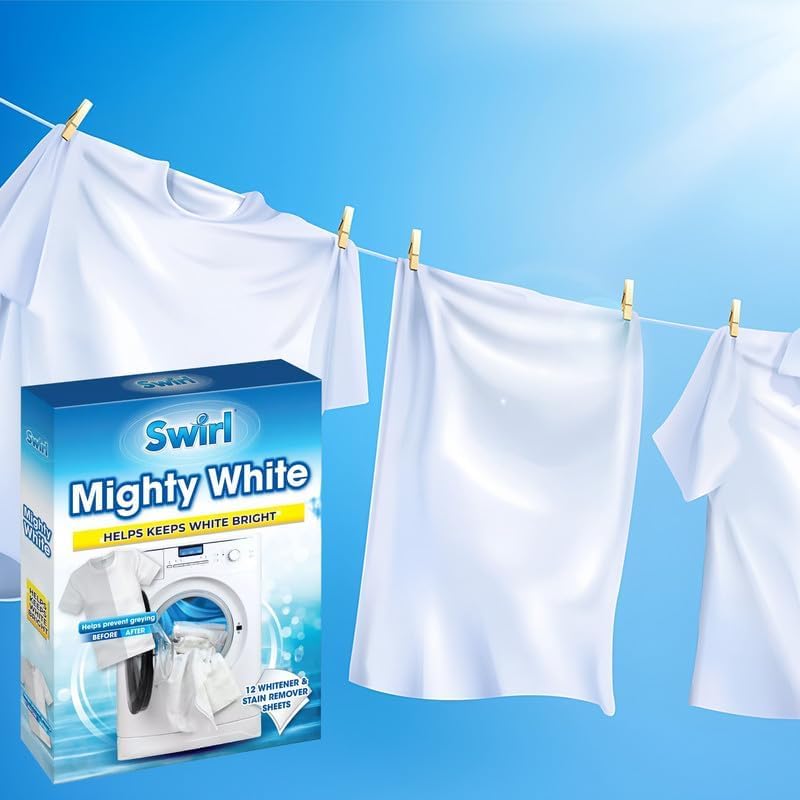 Mighty White Laundry Sheets – 12-Pack Whitening & Stain Removal