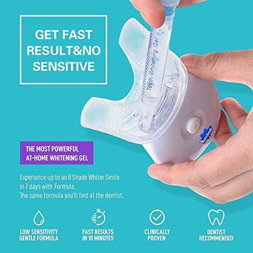 Home Teeth Whitening Kit - Professional Dental Whitener Gel Kit Set with Blue 5-Point LED Accelerator Light, 9X Gel Pens, 1X Remineralization Gel, and 2x Trays, Rapid & Effective Results