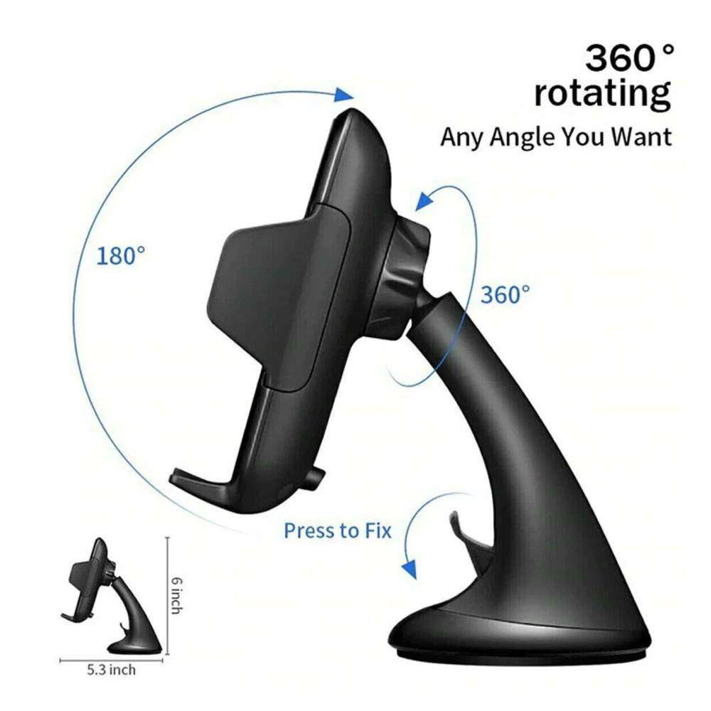 Car Window Mount Phone Holder – 360° Rotation, Magnetic Grip, Cable Clip