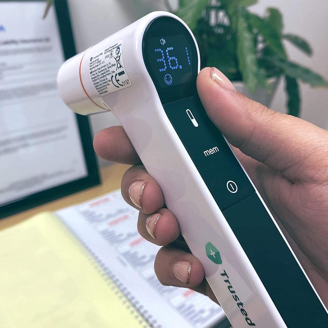 Trusted PPE Fast Read Digital Thermometer - No-Touch Forehead & Ear (Adults, Kids) - Memory Mode and Instant Reading, Medical Grade Quality