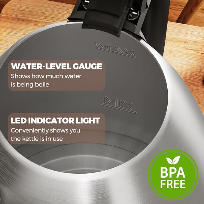 Stainless Steel Cordless Kettle - 1.8L Fast Boil, Auto Shut-Off