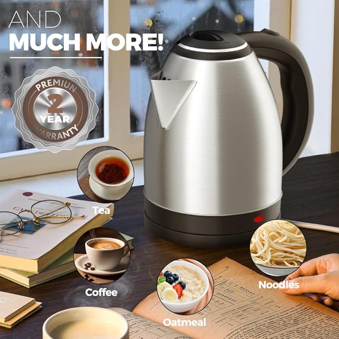 Stainless Steel Cordless Kettle - 1.8L Fast Boil, Auto Shut-Off
