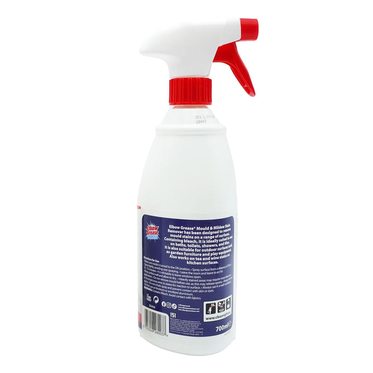 Elbow Grease Mould & Mildew Stain Remover Spray 700ml for Effective Mold Removal, Prevent Mould Growth Bathroom Kitchen Toilet Outdoor and Indoor
