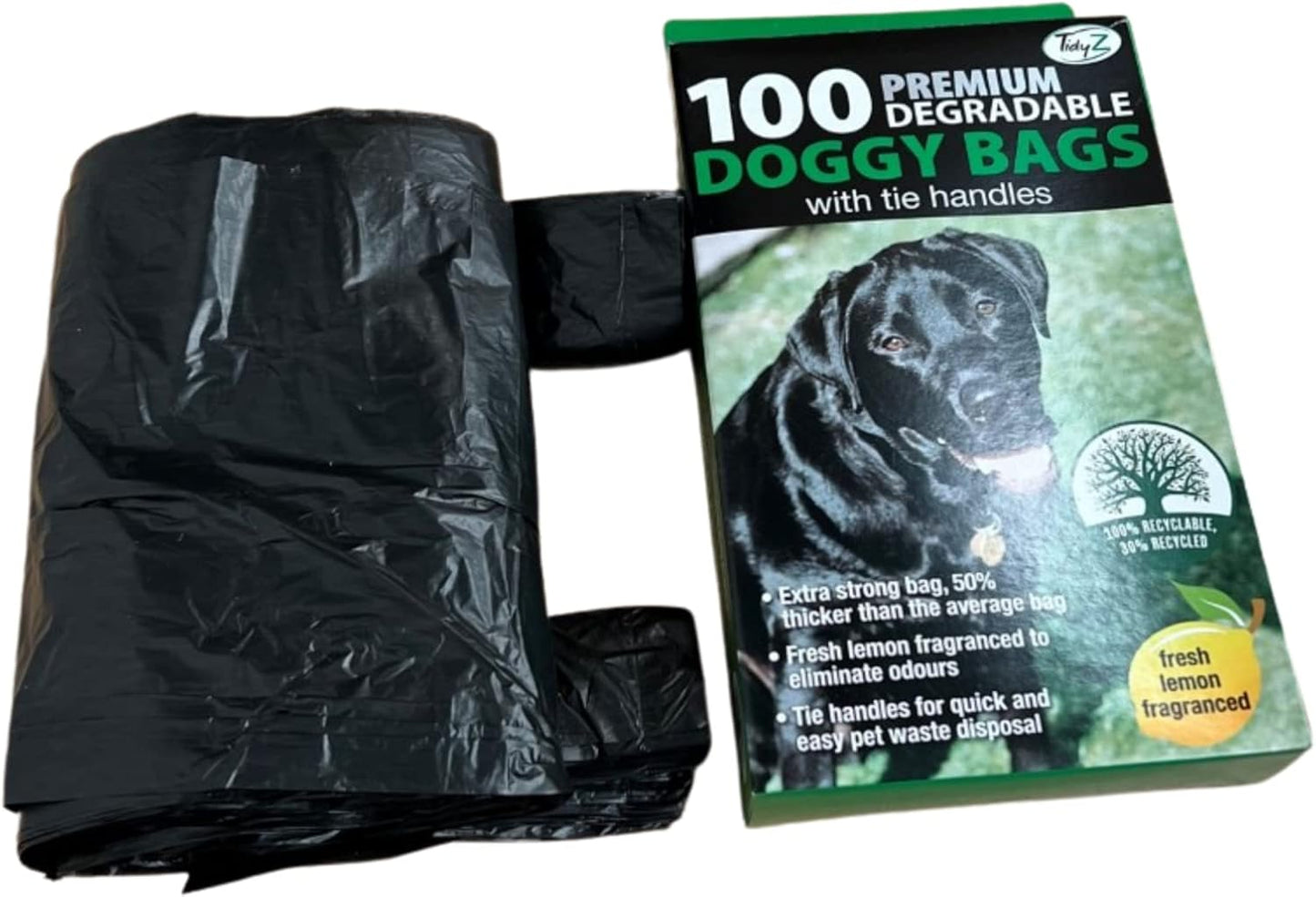 TidyZ Premium Lemon Fragranced Doggy Poo Bags - Pack of 100, Scented Pet Waste Bags