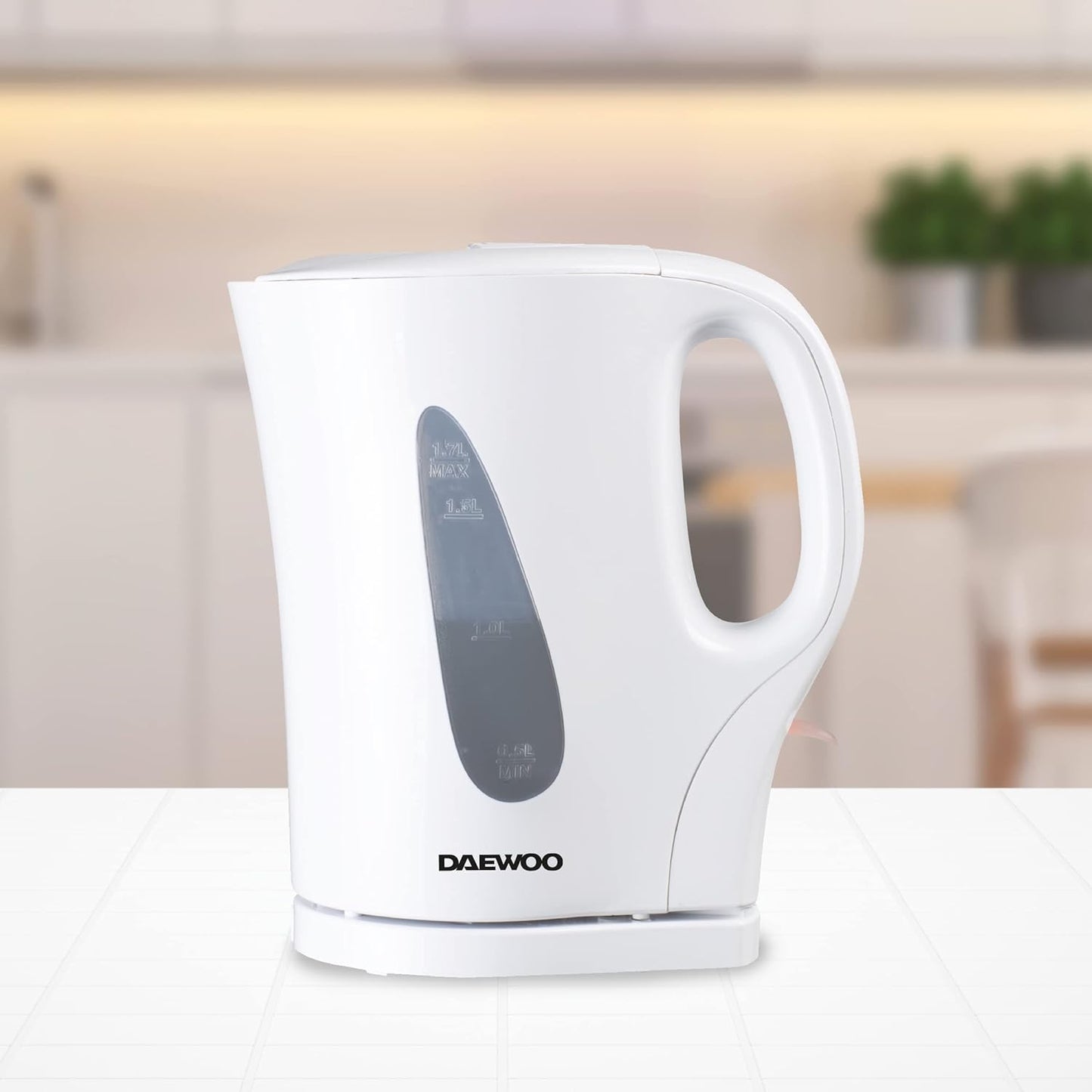 1.7L 2200W Cordless Kettle – White, Auto Shut-Off, Boil-Dry Protection