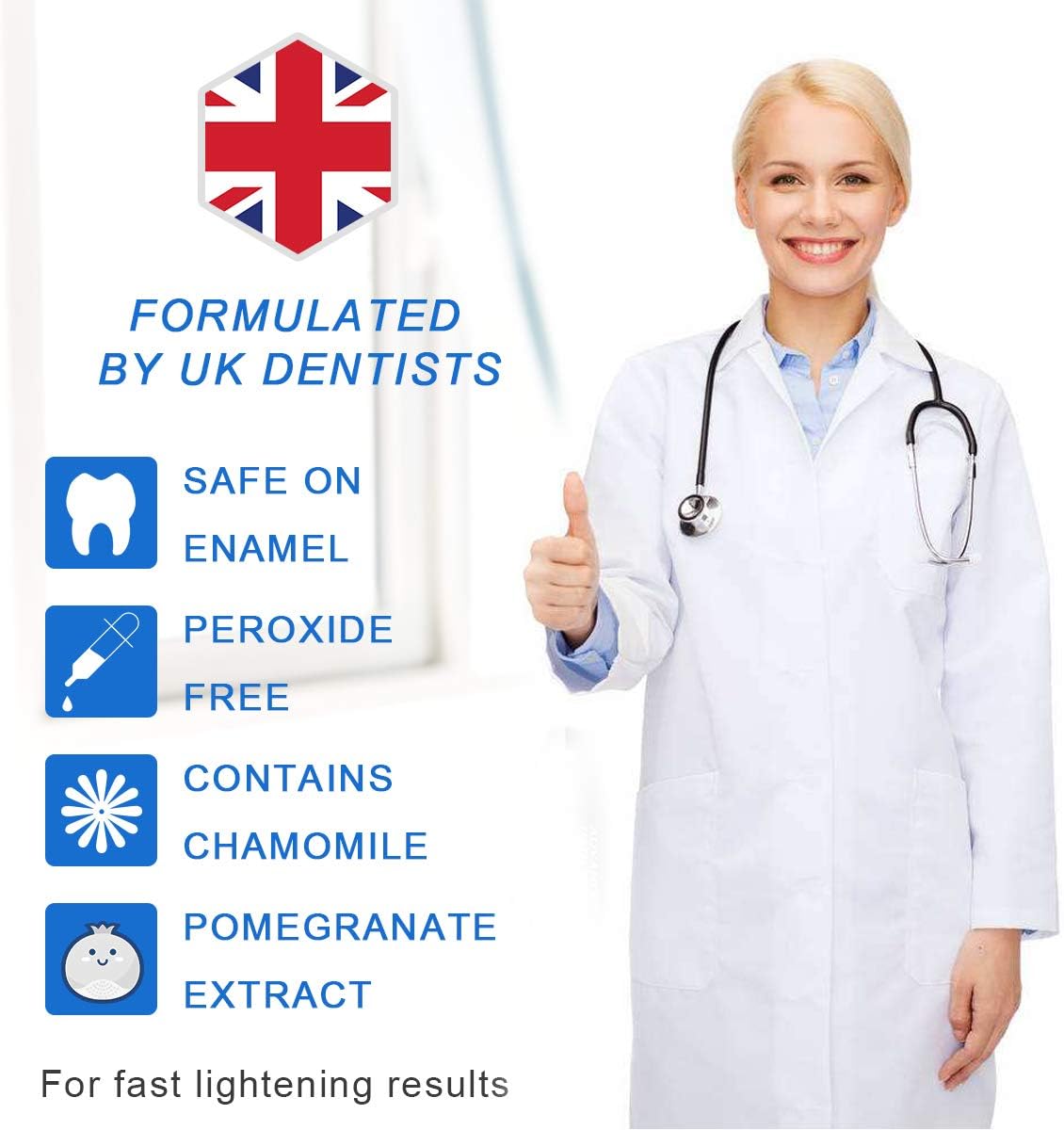 Home Teeth Whitening Kit - Professional Dental Whitener Gel Kit Set with Blue 5-Point LED Accelerator Light, 9X Gel Pens, 1X Remineralization Gel, and 2x Trays, Rapid & Effective Results