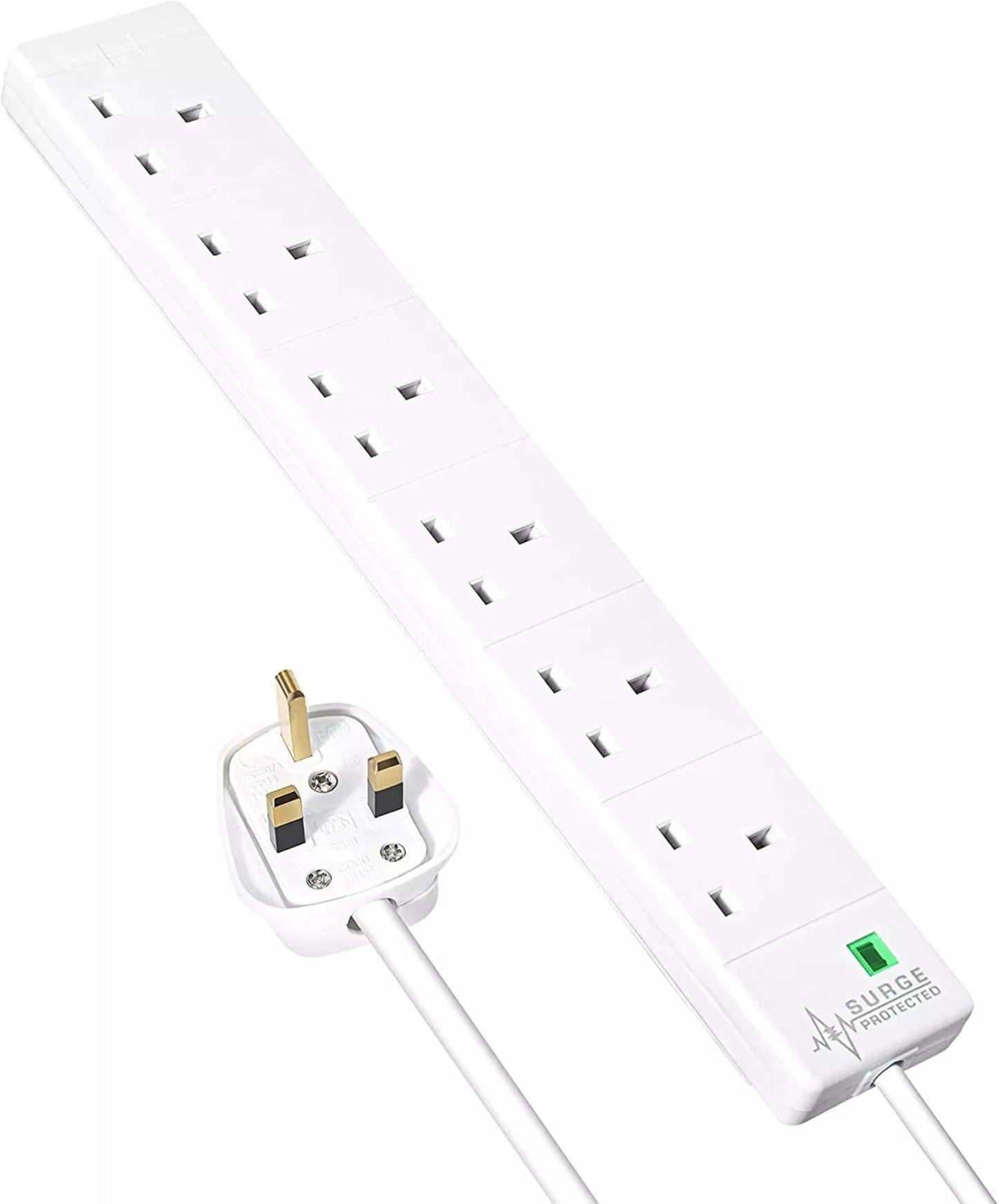 6-Way Extension Lead with Surge Protection – 2m Cable