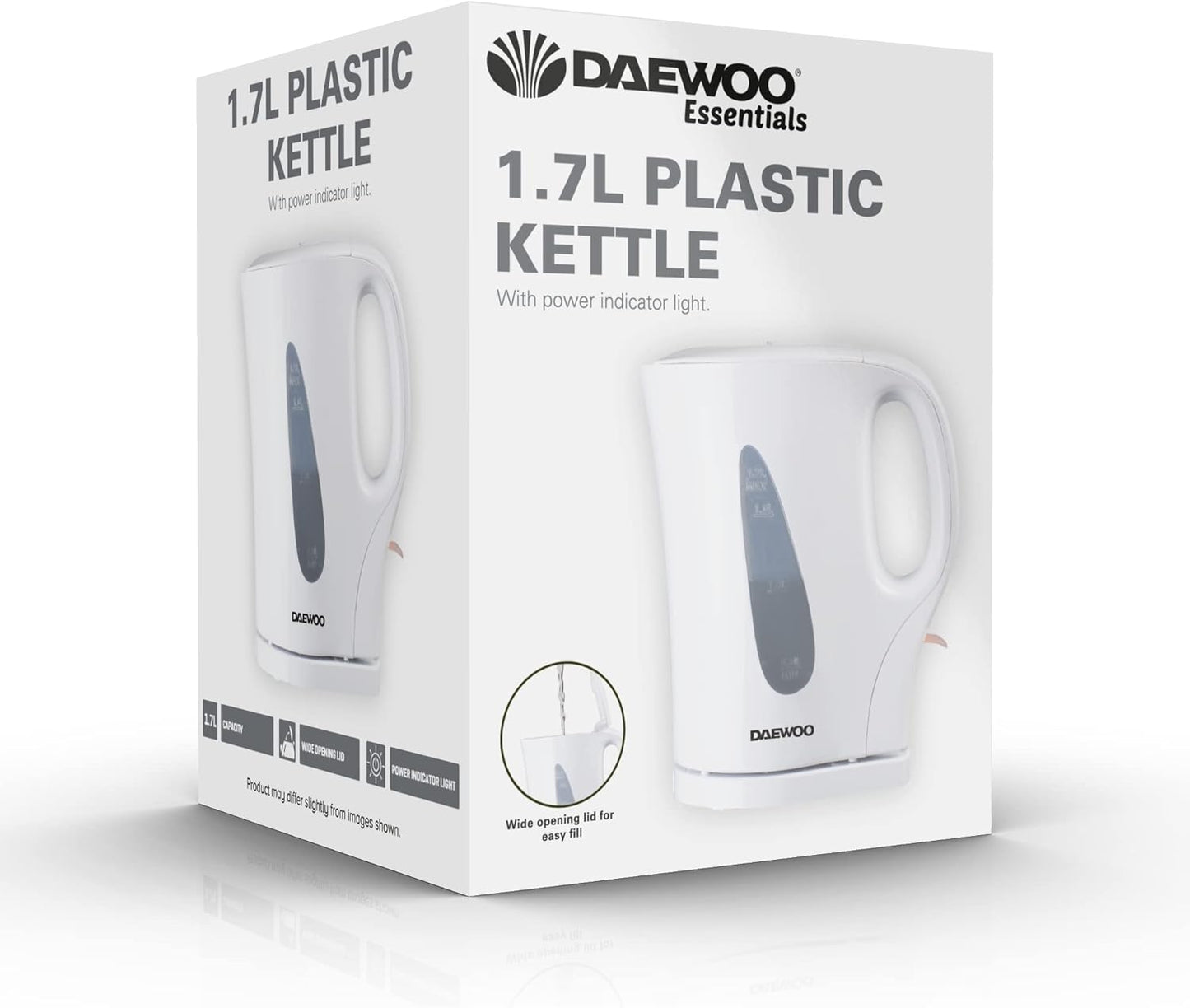 1.7L 2200W Cordless Kettle – White, Auto Shut-Off, Boil-Dry Protection