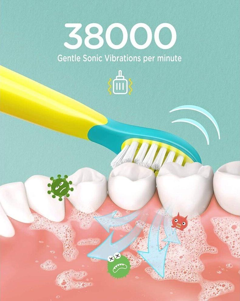 Kids Sonic Electric Toothbrush Rechargeable 3 Modes and 2 Heads