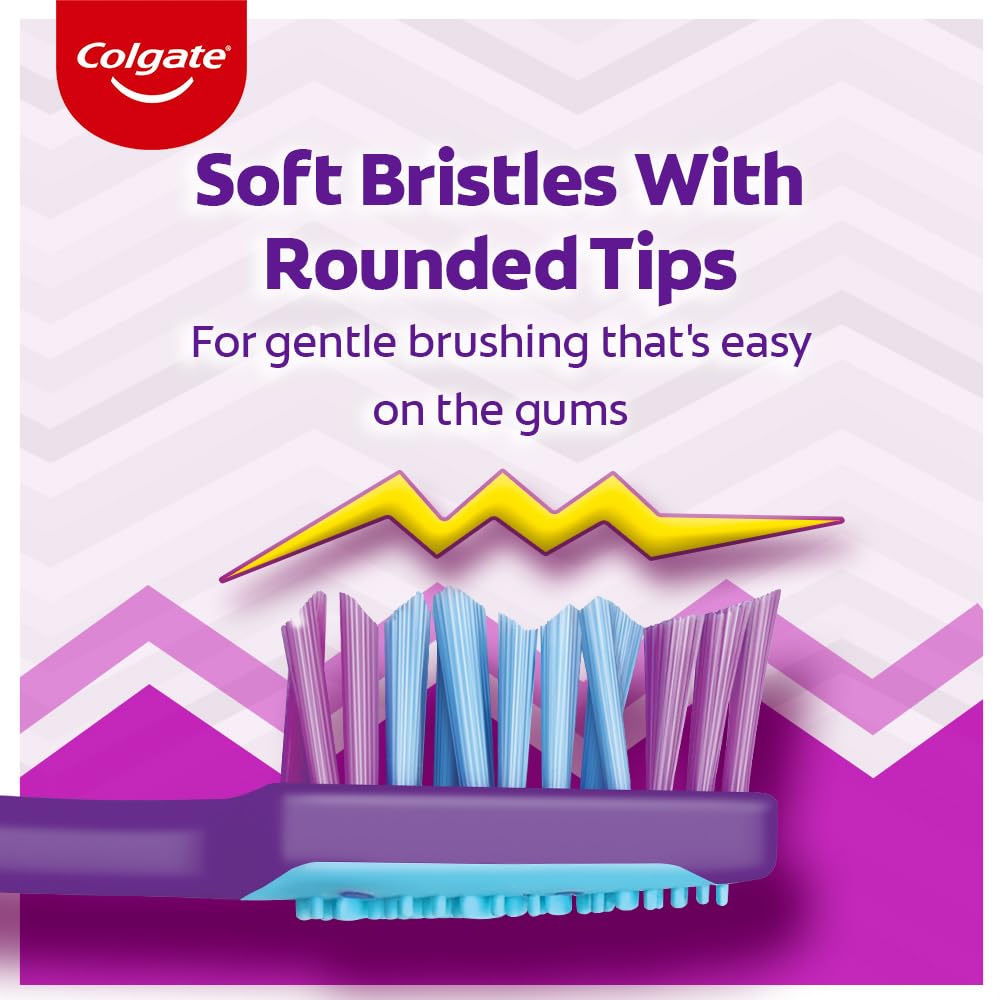 Zigzag+ Anti-Bacterial Toothbrush – Medium Bristle, Compact Head, Multicolour