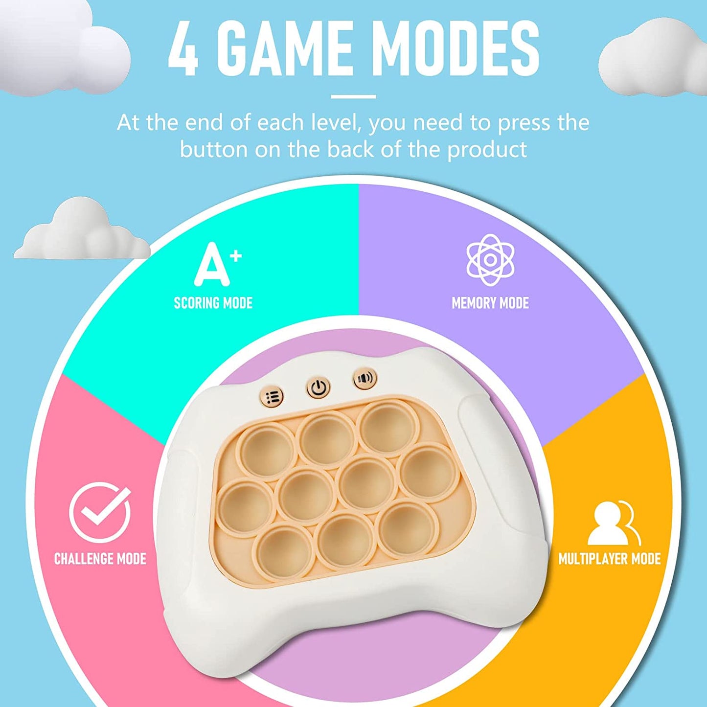 Quick-Push Pop Game Controller – Reflex Speed Puzzle with Light and Sound