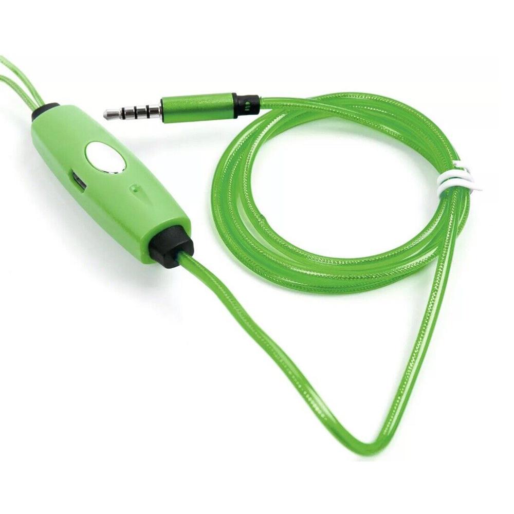 Light-Up Wired Earphones – Green In-Ear with Built-In Mic