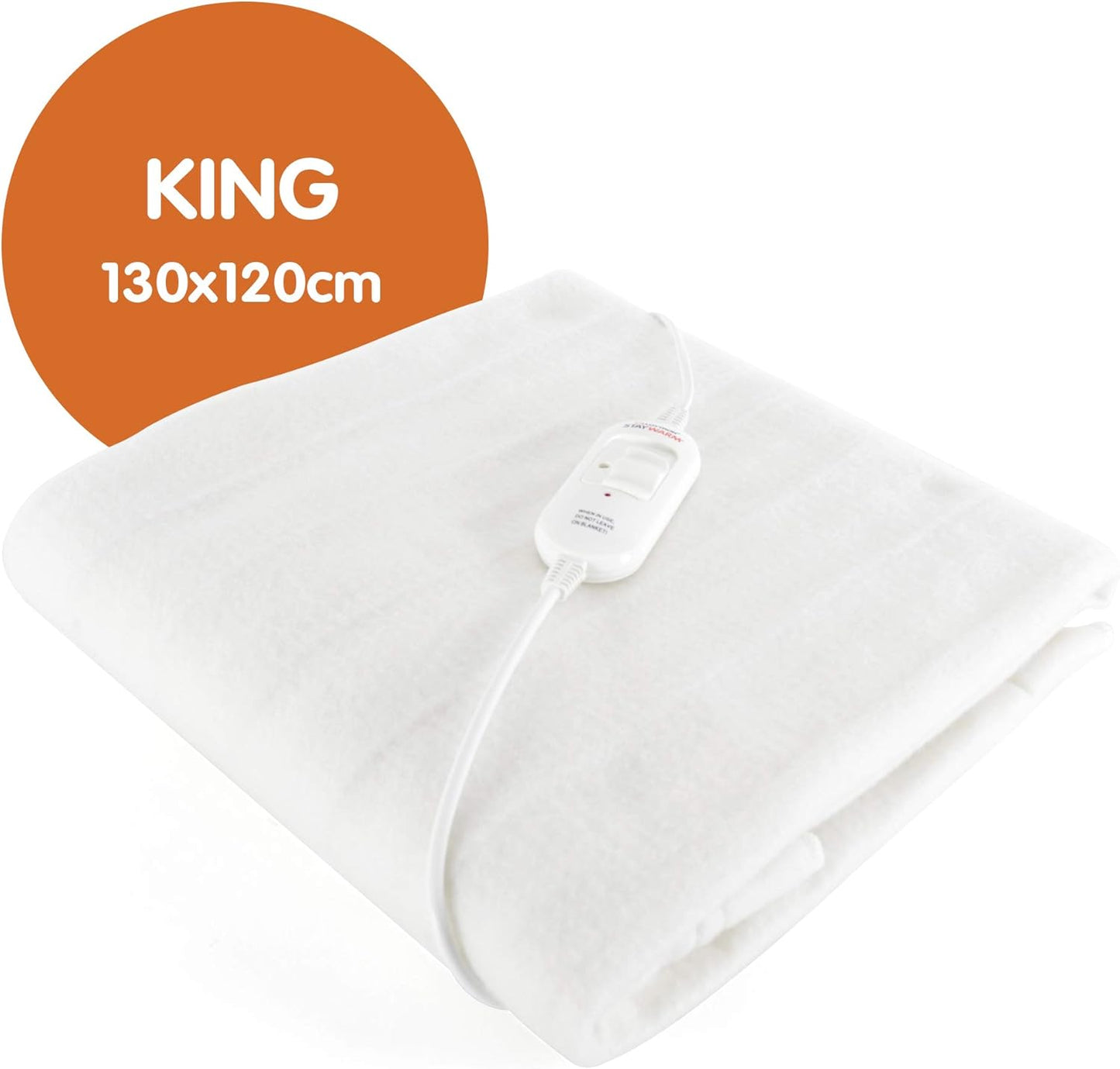 Electric Underblanket – King Size, Dual Heat, Detachable Controller, Machine Washable