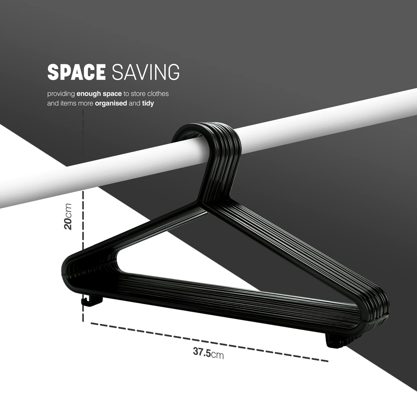 Coco & Gray 4pc Black Plastic Clothes Hangers ā Strong, Lightweight & Space-Saving