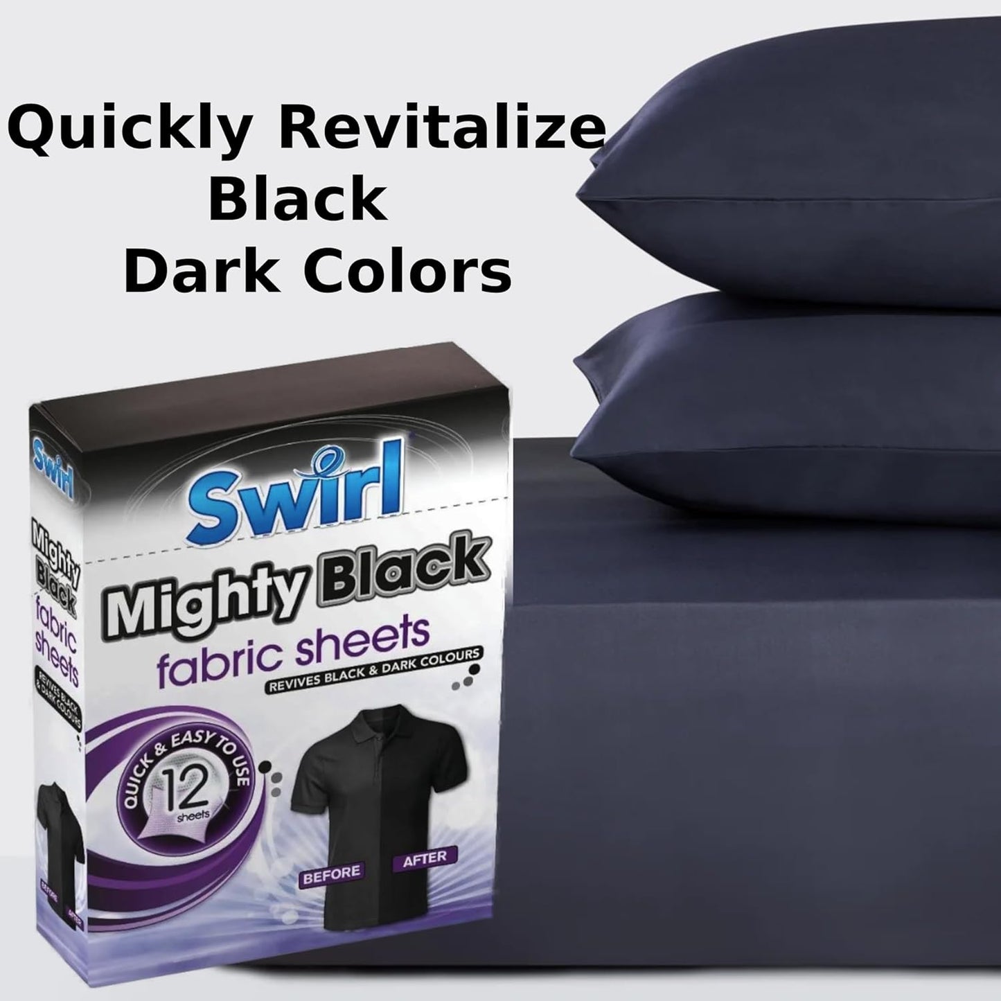Mighty Black Fabric Sheets 12-Pack – Revive & Protect Dark Colors