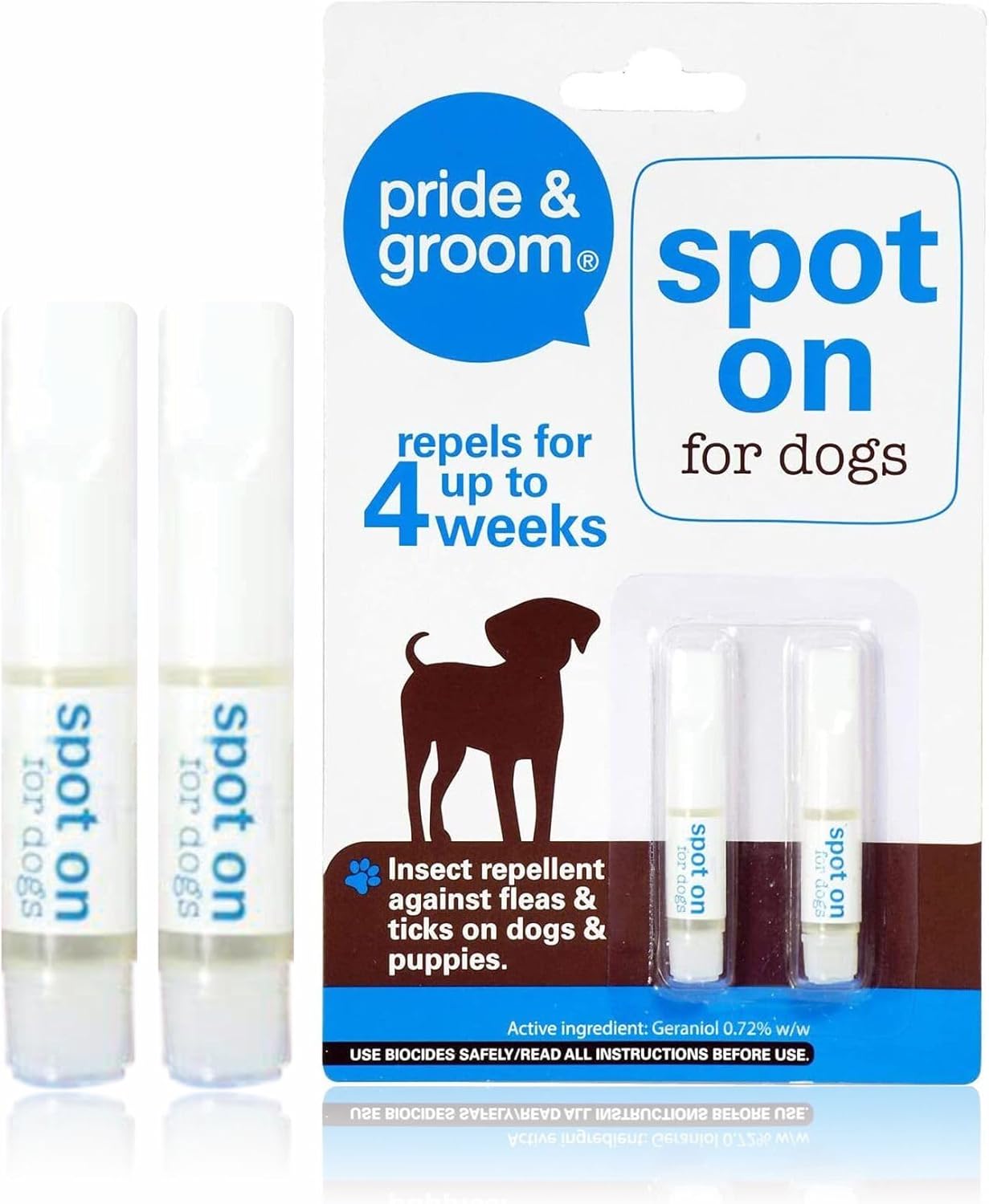 Pride & Groom Dog Flea Tick Repellent Spot On, Natural Protection, Pet-Safe Formula, Quick Application