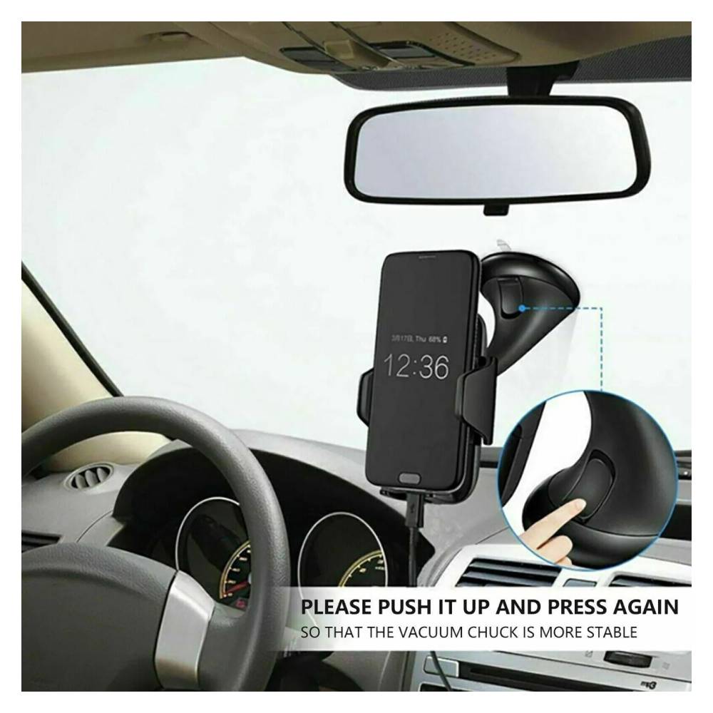 Car Window Mount Phone Holder – 360° Rotation, Magnetic Grip, Cable Clip