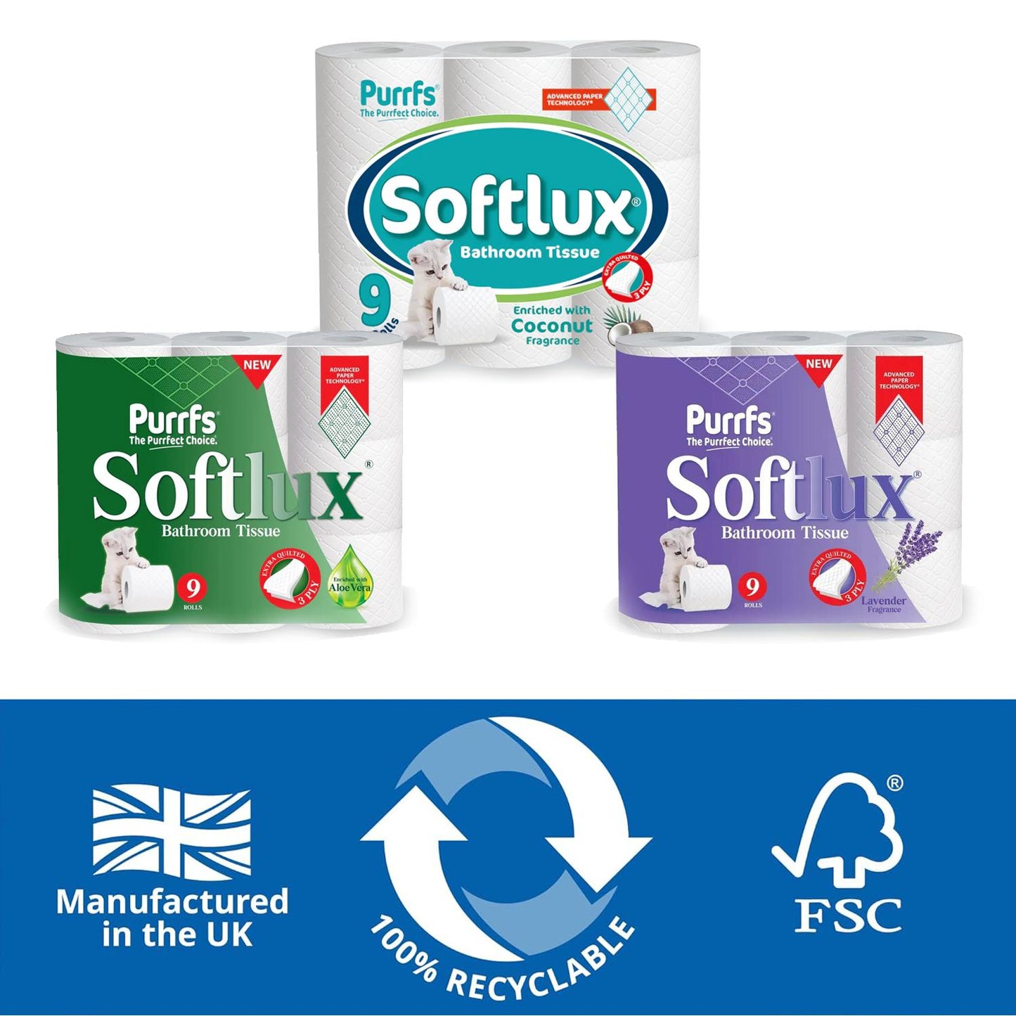 Purrfs Softlux White Toilet Paper 45 Rolls Pack of 5 x 9 Rolls 3 Ply Luxury Premium Quality Perfect Clean Soft Thick Toilet Papers for Kids Adults Wipes 45 Rolls disposable bathroom toilet paper & wipes