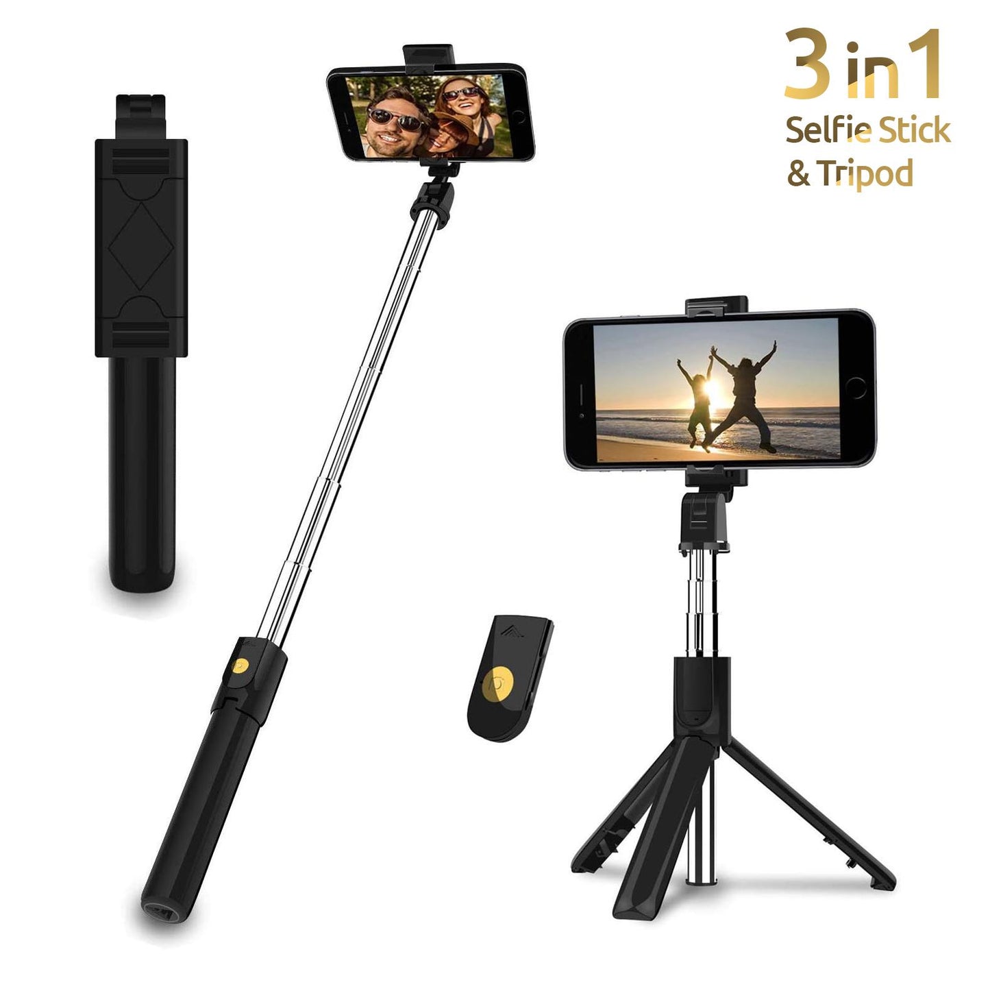 3-in-1 Professional Selfie Stick, Tripod & Wireless Remote – All-in-One Photography Accessory for Smartphones