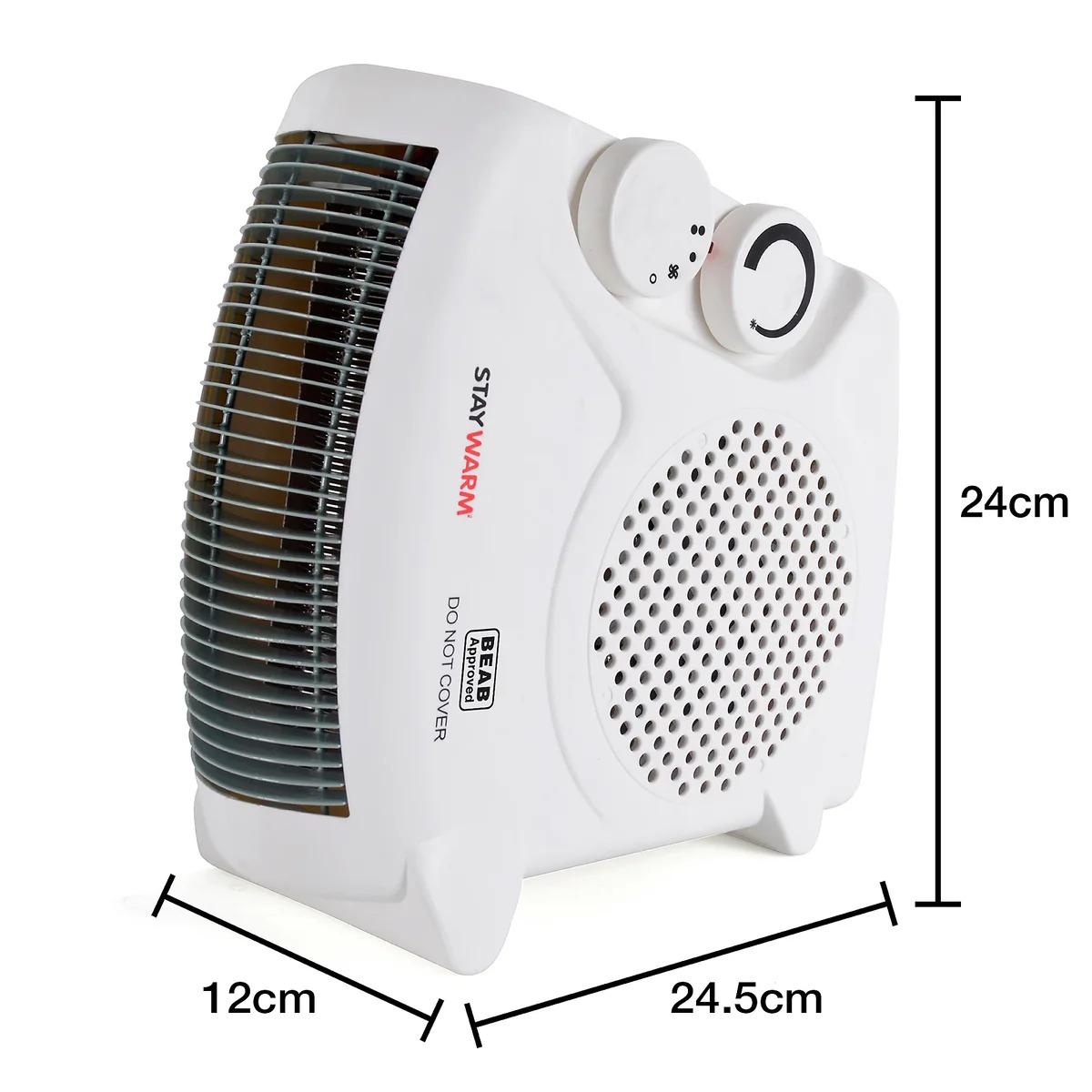 2000W Fan Heater – Upright/Flatbed Design, 2 Heat Settings & Frost Watch