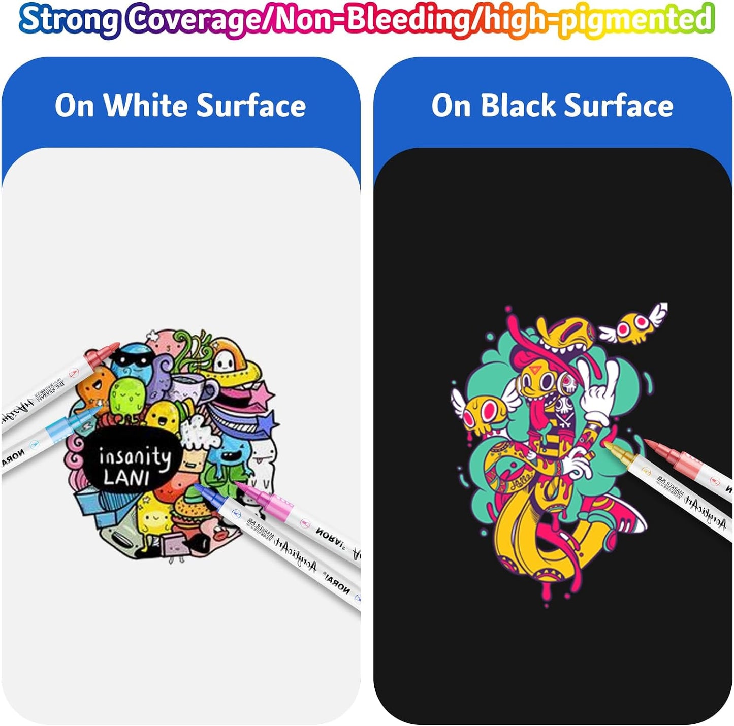 24 Colour Water Based Ink Acrylic Paint Brush Pens Set for Painting Crafts Sketching Ideal for Artists Beginners Adults Kids Gift Ready Colouring