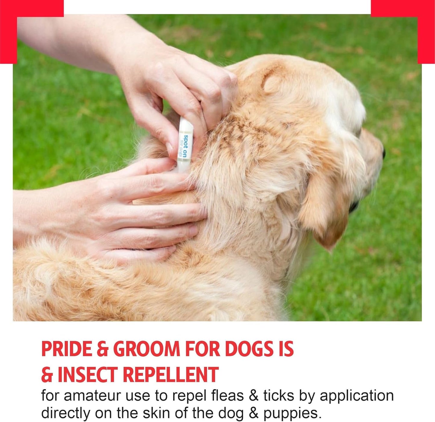 Pride & Groom Dog Flea Tick Repellent Spot On, Natural Protection, Pet-Safe Formula, Quick Application