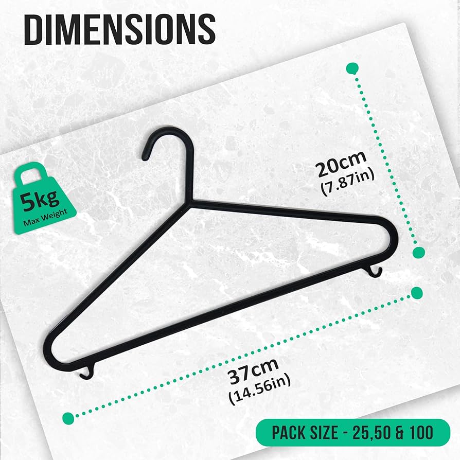 Coco & Gray 4pc Black Plastic Clothes Hangers ā Strong, Lightweight & Space-Saving