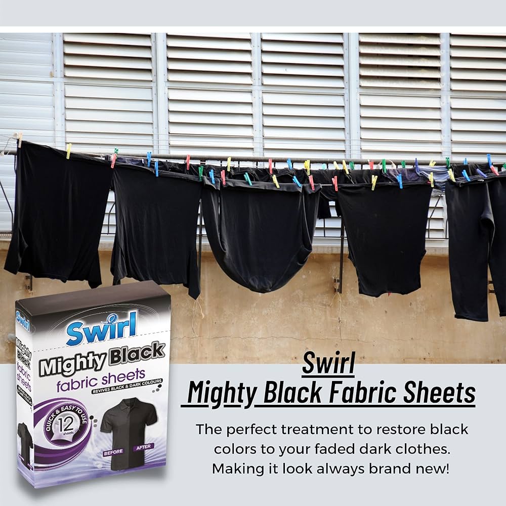 Mighty Black Fabric Sheets 12-Pack – Revive & Protect Dark Colors