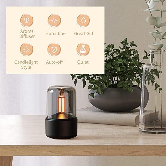 USB Candlelight Aroma Diffuser – 120ml Essential Oil Humidifier for Home, Office & Relaxation