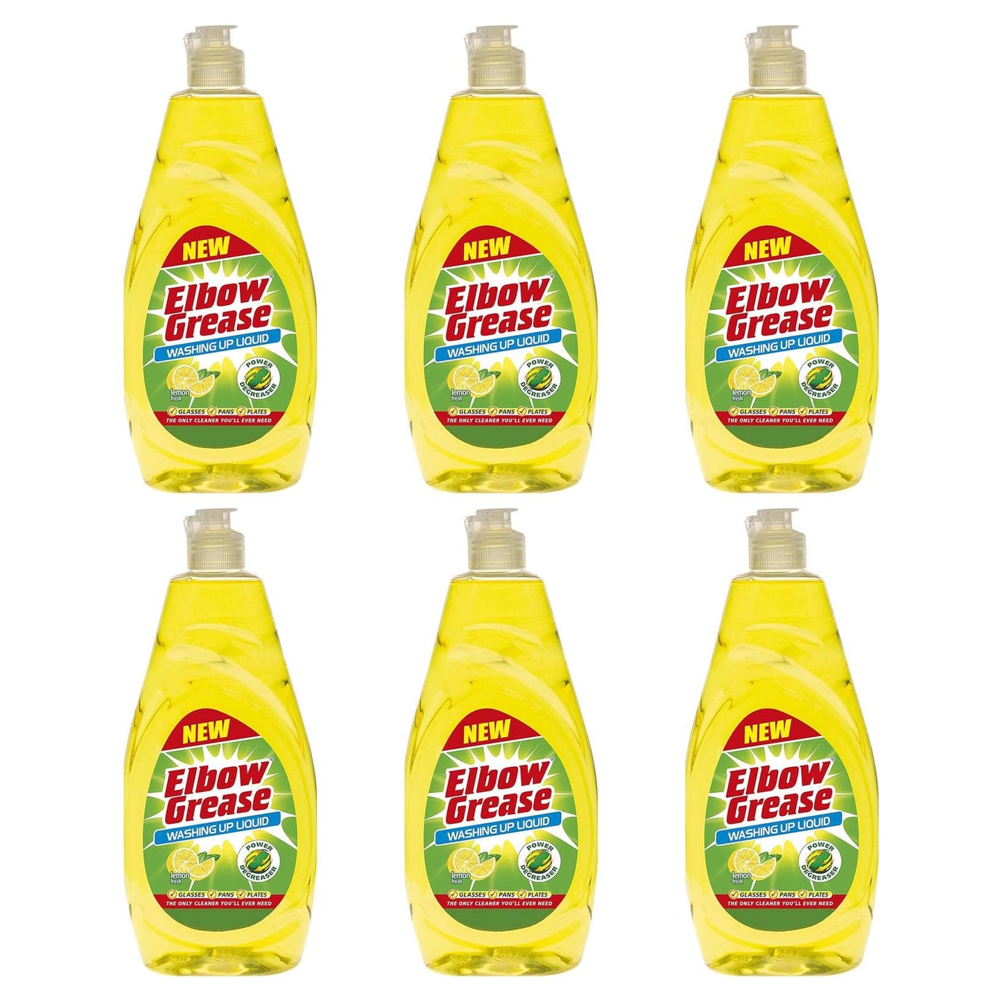 Elbow Grease Washing Up Liquid Lemon Fresh 600ml for Cleaner Dishes Clean Kitchen Degreaser Remove Stains Remove Grime and Grease Glasses Plates Pans