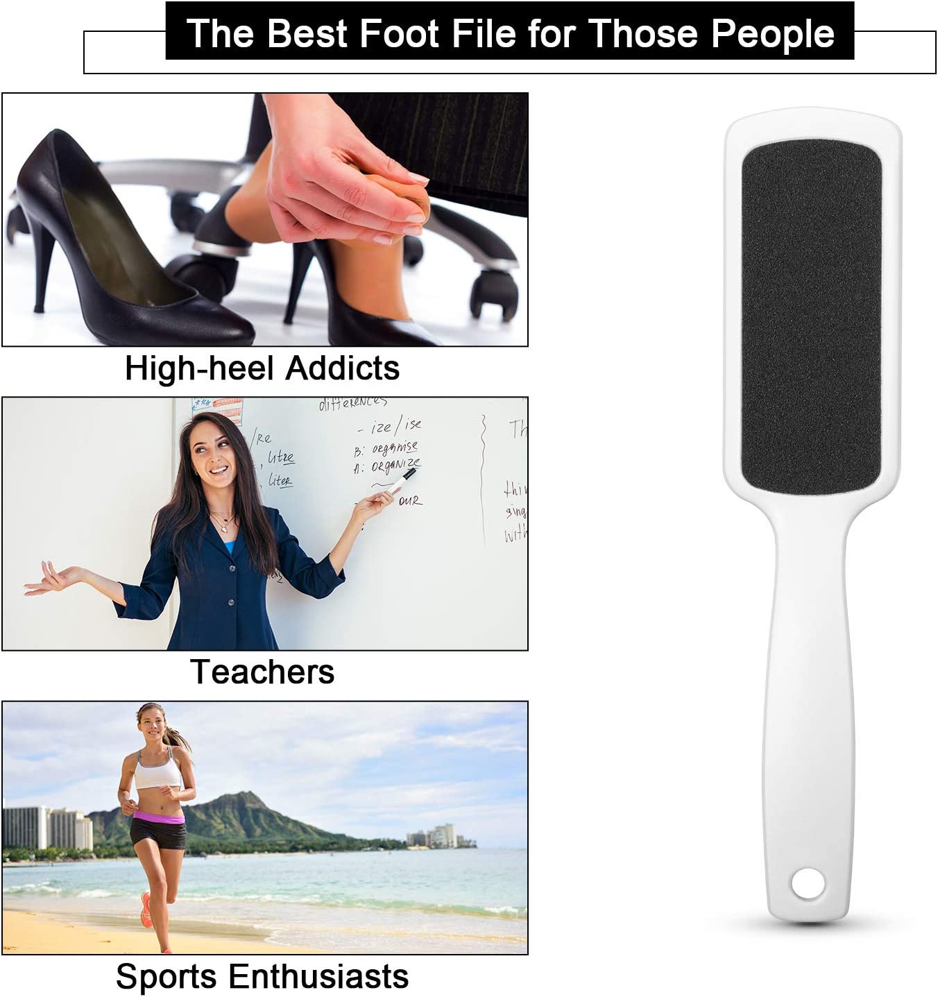 Double-Sided Foot File 3-Pack – Callus Remover for Wet & Dry Use